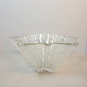 Walther Glas Pierre D'avesn for Daum Art Deco Star Shape Bark Glass 11" Bowl MCM